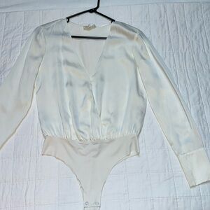 L’Agence Blaze Silk Bodysuit in Ivory